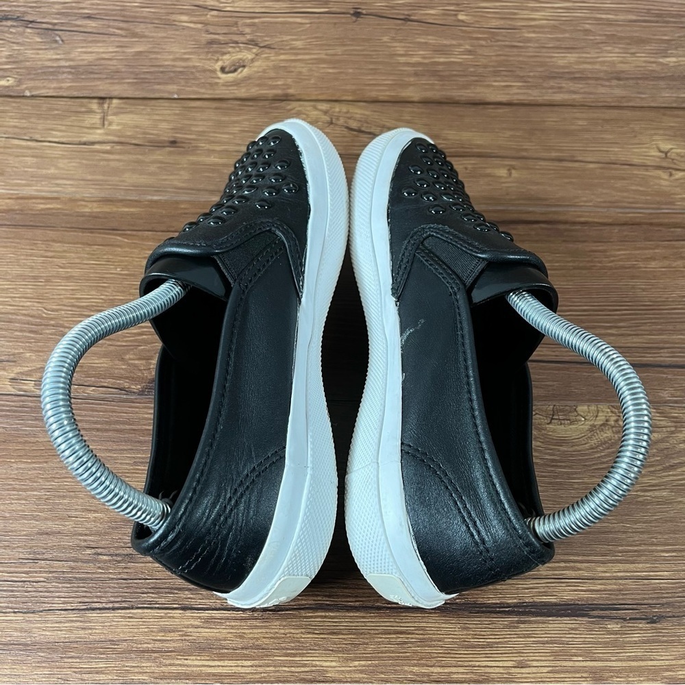 Coach Chrissy Rivets Black Leather‎ Studded Slip-On Sneakers Women’s Size 6.5 - Picture 3 of 11